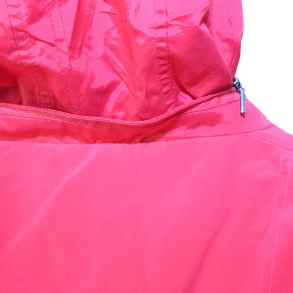 Cole Haan Back Bow Packable Hooded Raincoat Zip Red Rain Jacket Size XL H13198 - Picture 7 of 11